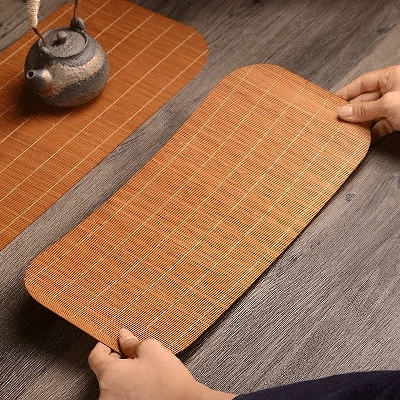 竹编祥云茶席天然竹制茶垫禅意双面家用隔热垫新中式功夫茶具配件