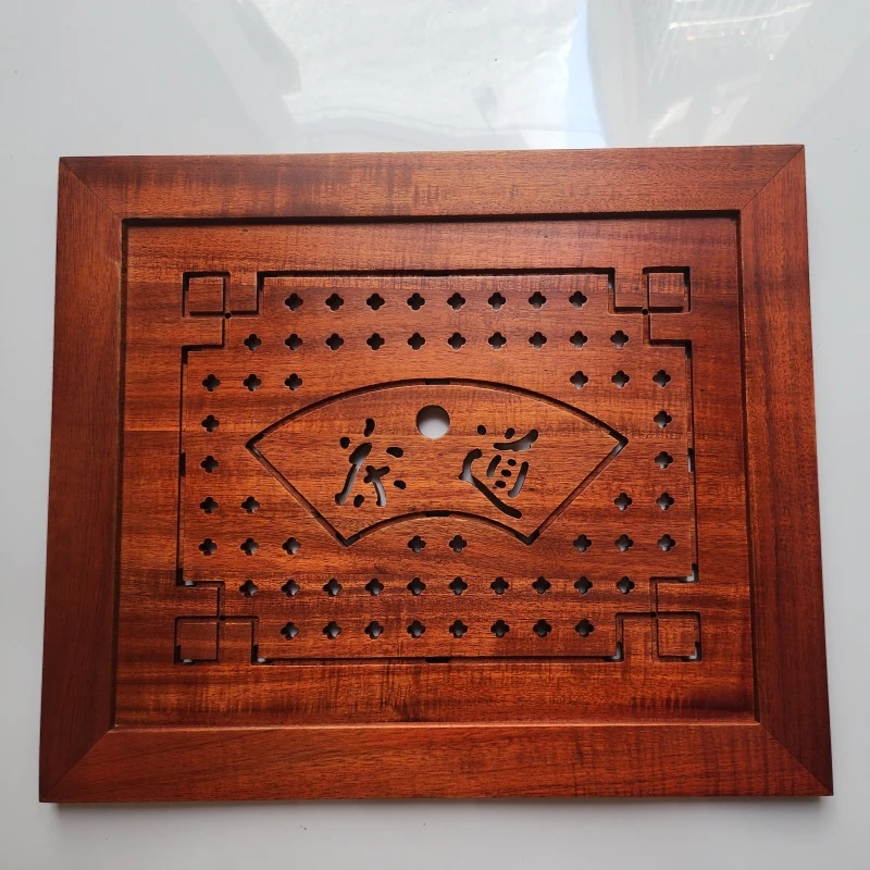 茶桌茶盘配件大全嵌入式茶盘实木鸡翅木茶托面板漏水板盖板可定制