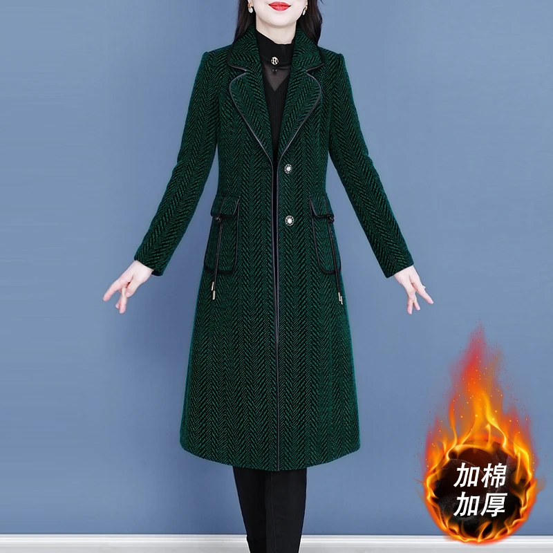 DS2157洋气优雅气质时尚大气休闲收腰显瘦中长款棉服外套