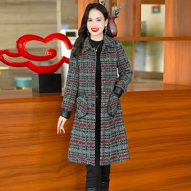 DS0854秋冬洋气优雅气质时尚大气休闲收腰显瘦中长款毛呢外套