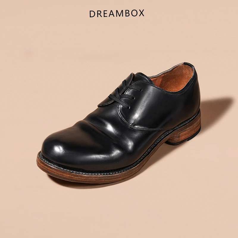 dreambox钧博vibram高端意大利马臀皮商务皮鞋手工固特异复古男鞋