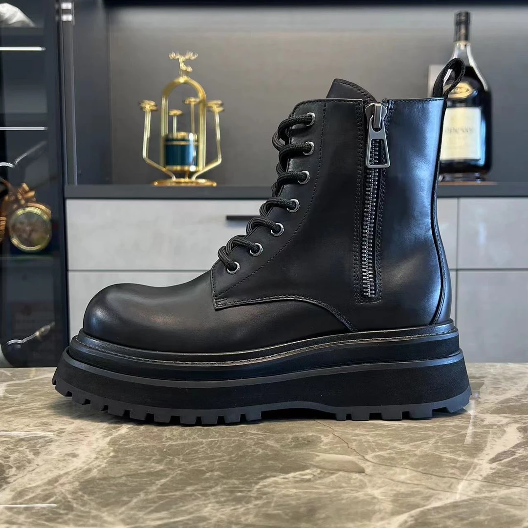 Y2L设计师订制潮鞋时尚百搭户外时装工装男士潮流明星同款真皮靴