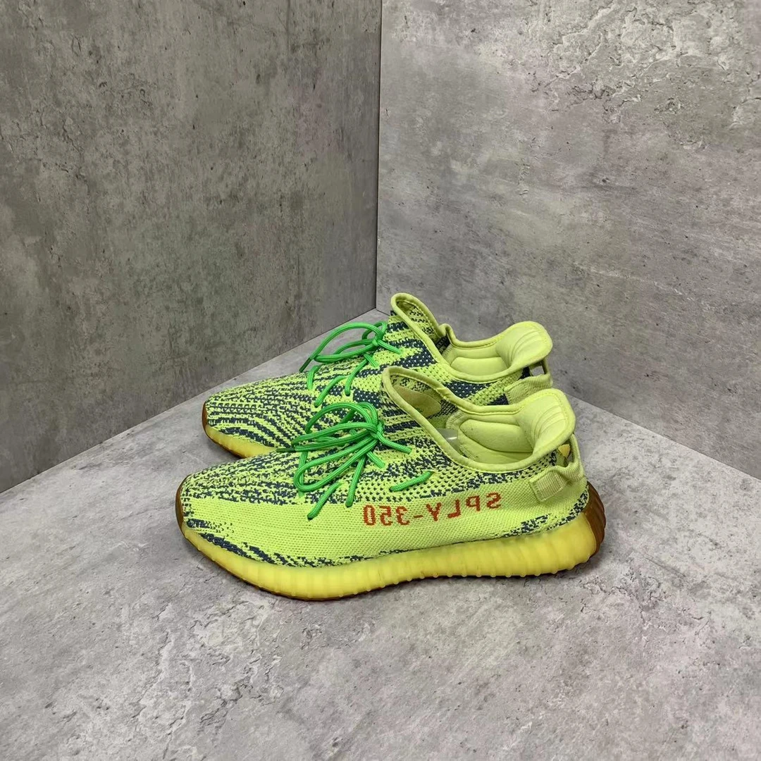 45.5码 adidas 350 V2 黄斑马 荧光绿 低帮 休闲鞋 工价3097