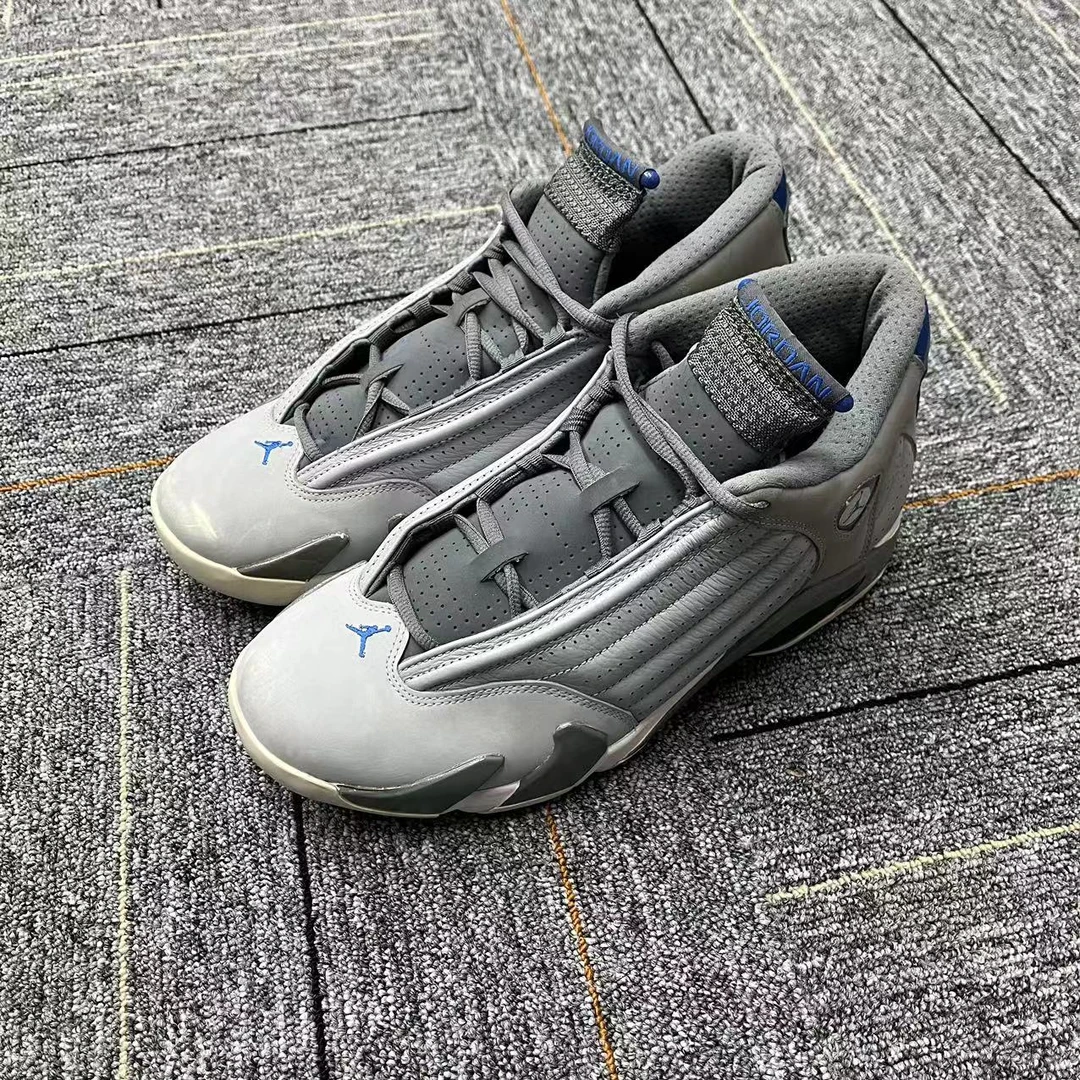 44码 AJ14 灰白蓝 高帮 复古蓝球鞋 工价1949