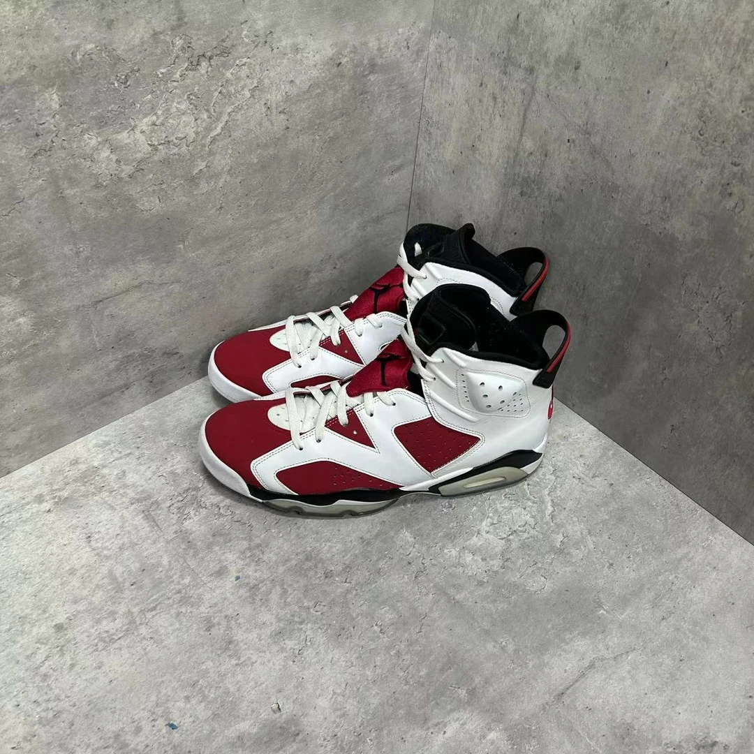 47.5码 AJ6 胭脂红 高帮 复古篮球鞋 工价1999 鞋边剐蹭