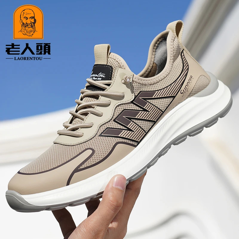 老人头运动鞋男款秋季新款男士网面鞋防滑减震跑步鞋男潮流休闲鞋