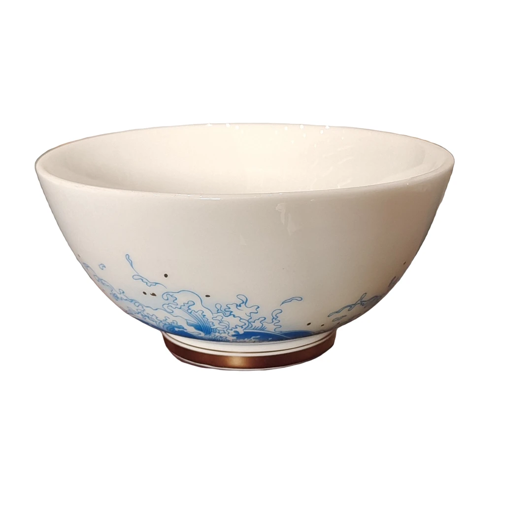 家用中式手工柴窑米饭碗陶瓷海浪大碗饭碗