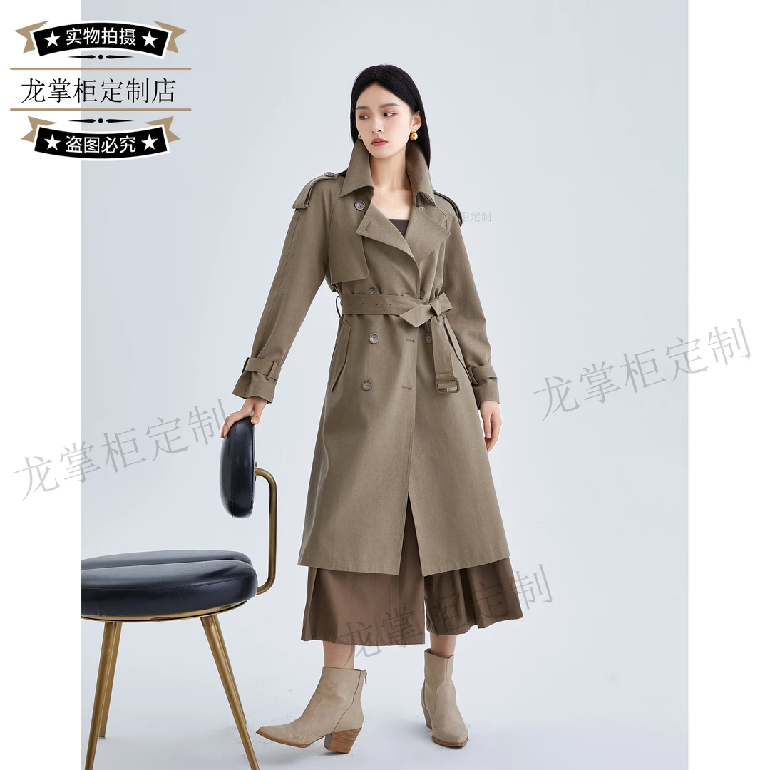 【龙掌柜】24秋莱赛尔天丝风衣显瘦气质双排扣女士美拉德风衣93589