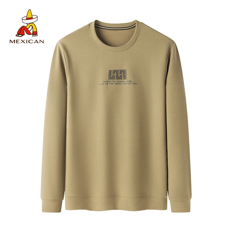 稻草人/Mexican2023春秋休闲男士菠萝格长袖圆领T恤卫衣Y622款