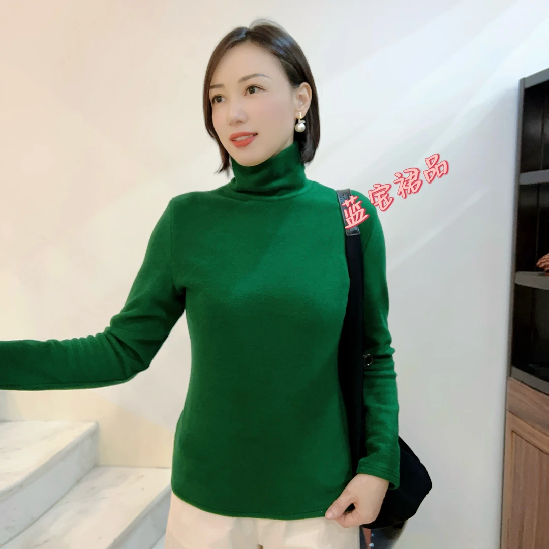 24016加厚高领双面德绒高弹长袖时尚纯色加绒百搭保暖针织衫