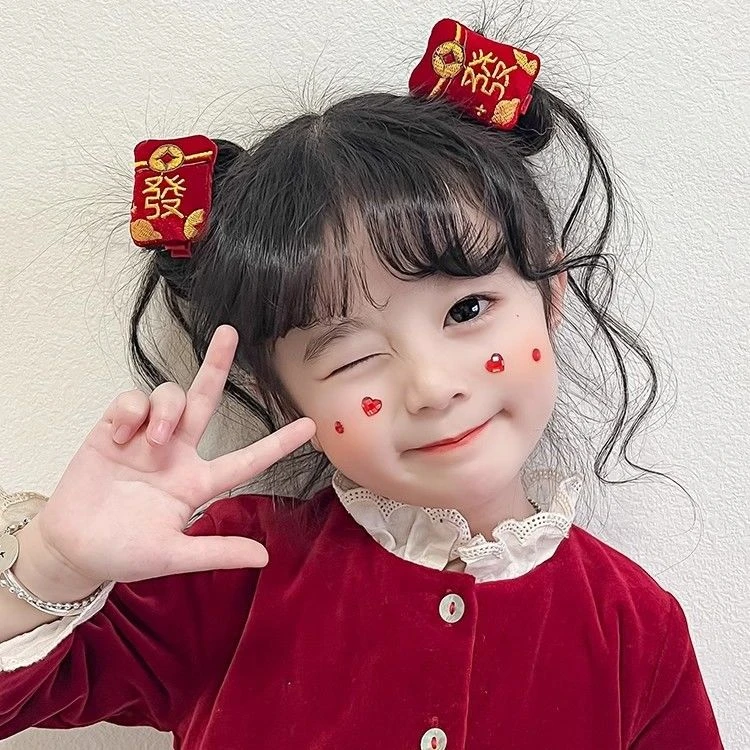 蛇年头饰新年儿童红色小红包发夹超萌可爱宝宝过年发饰搞怪拜年