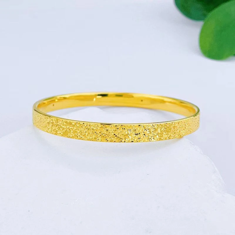 黄金碎碎金宽版手镯足金999碎碎冰手镯时尚精美女款黄金首饰直播