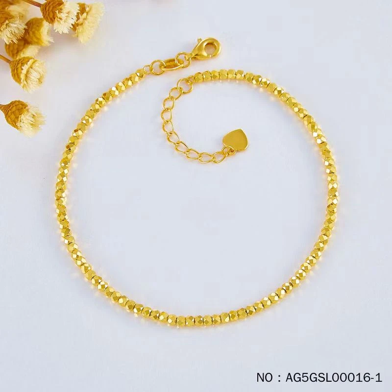 黄金蹦迪手链足金999时尚经典百搭很闪纯黄金首饰蹦迪珠调节尾链