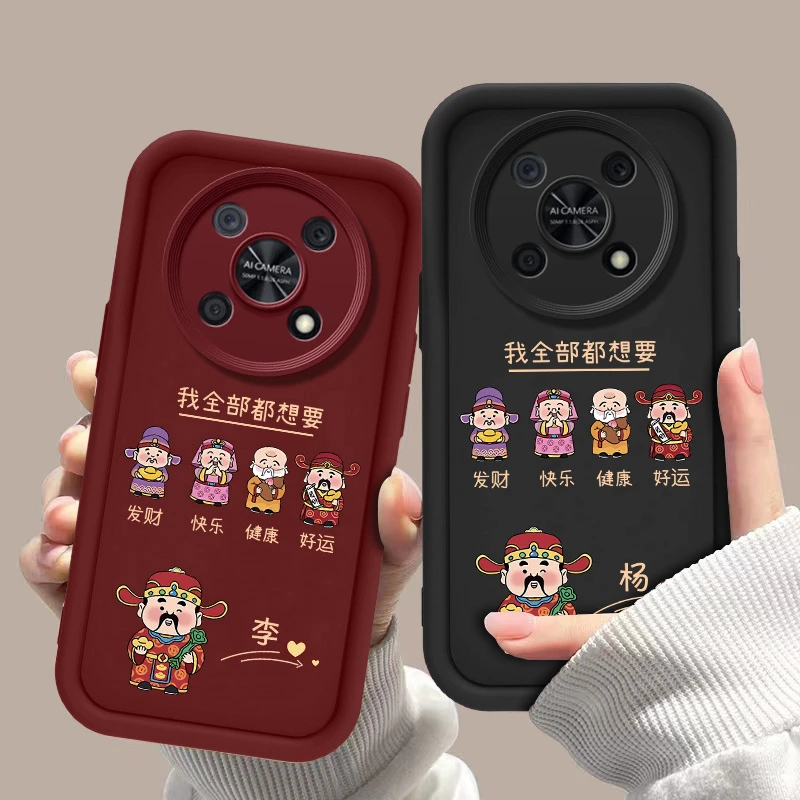 适用于华为畅享50Pro都要小财神红黑底百家姓天眼阶梯手机壳