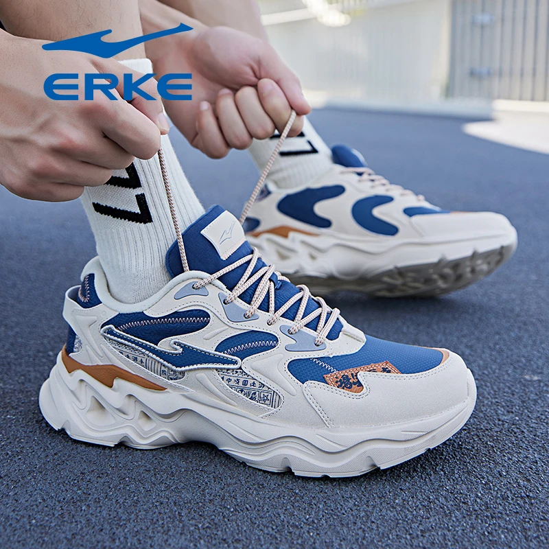 鸿星尔克男鞋2025新款防水皮面运动鞋男红星官方旗舰休闲老爹鞋子