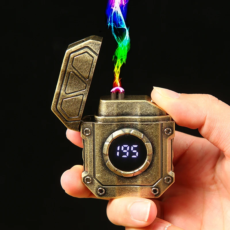 黑科技朋克机甲点烟器男士电子脉冲打火机创意防风打火机复古金属