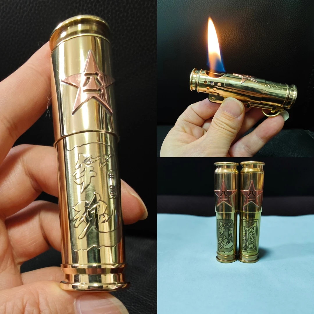 12.7便携弹壳打火机铜火机精工制作创意摆件战壕打火机经典手工