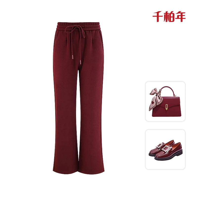 千柏年【显高羊驼醋酸裤】-加厚秋冬-直筒毛呢休闲裤-C1139