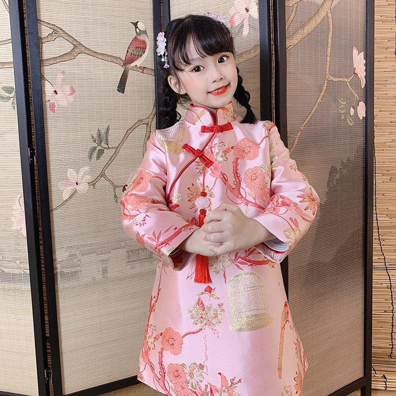 女童拜年服亲子旗袍冬季儿童过年喜庆宝宝衣服唐装中国风女宝汉服