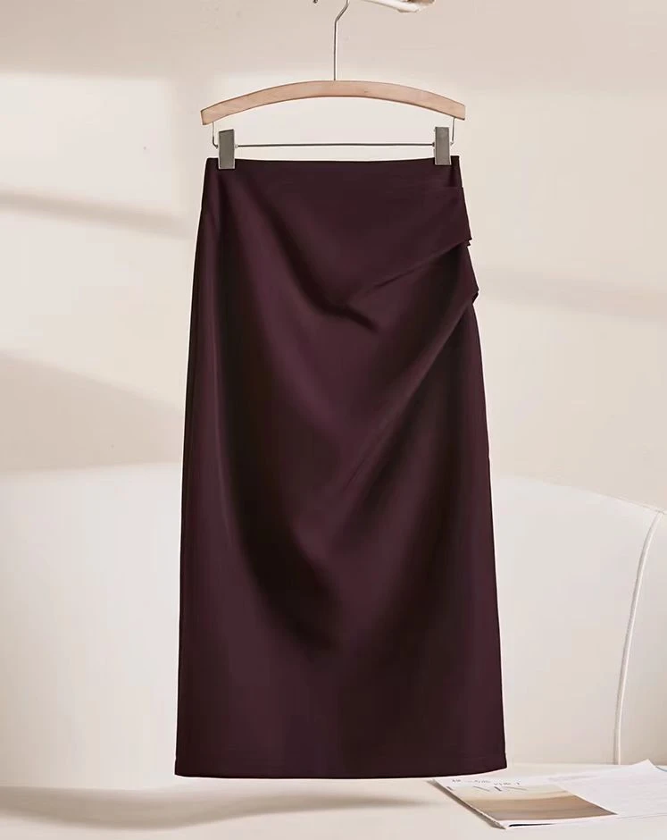 不规则对称中长款半身裙女2024春秋季新款高腰宽松显瘦开叉包臀裙