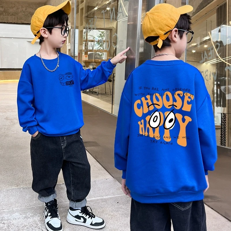 儿童卫衣中大童2023韩版儿童衣服时尚男童加绒男童秋装爆款上衣潮