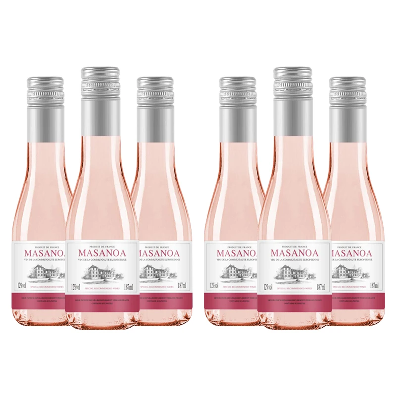 【中国生产】玛莎诺娅甄选桃红葡萄酒甜型晚安小酒12度6瓶装187ml