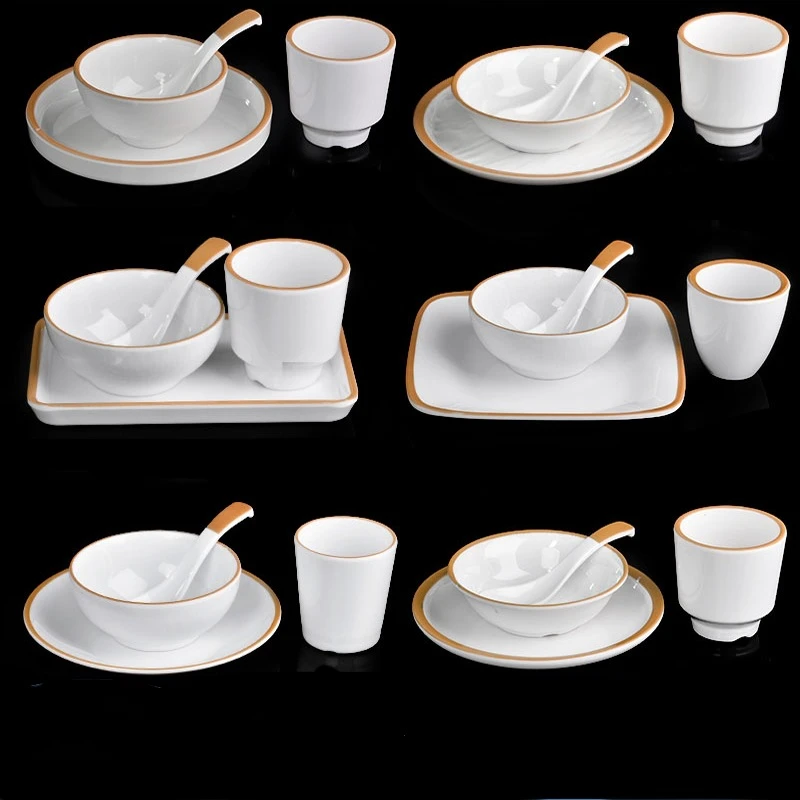 A5密胺仿瓷火锅店摆台四件套餐具酒店饭店餐厅商用套装碗碟杯勺筷