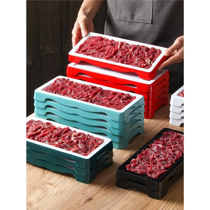 密胺餐具火锅店盘子仿瓷菜盘高颜值长方形餐盘牛肉摆盘饭店配菜盘