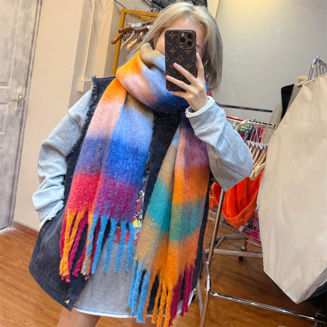 秋冬新款百搭围巾时尚双面保暖韩系气潮韩版日系ins学生加厚围脖
