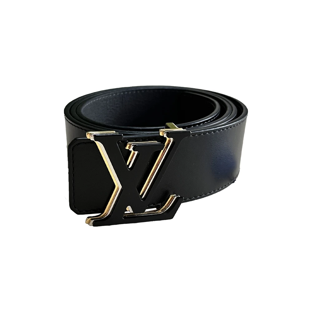 95新 LouisVuitton/路易威登 黑银金色标黑色双面腰带 4厘米宽 LV