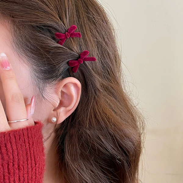 新年蝴蝶结网红头饰可爱百搭刘海侧边夹碎发小夹子甜美鸭嘴夹头饰