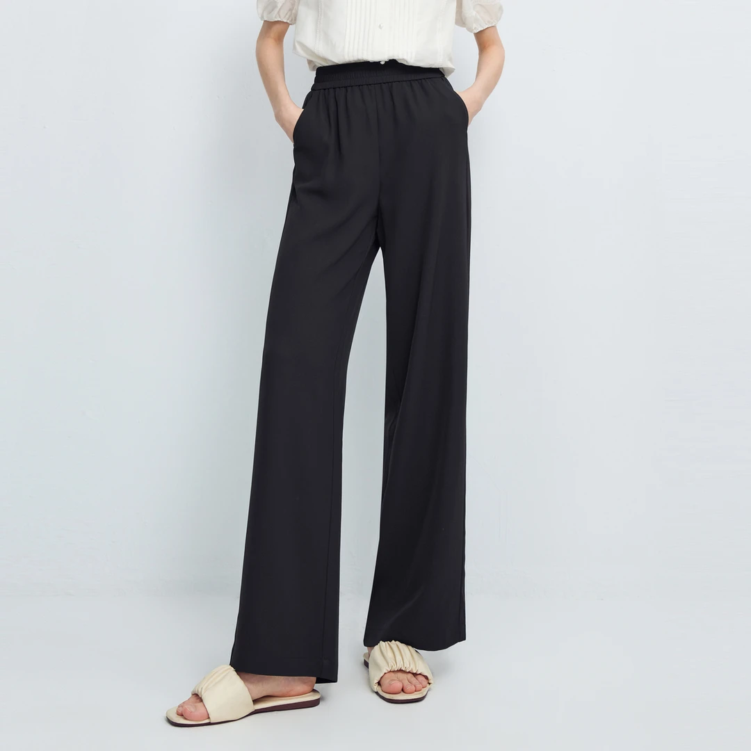 迪赛尼斯夏季新款通勤风凉感宽松直筒裤百搭高腰休闲裤