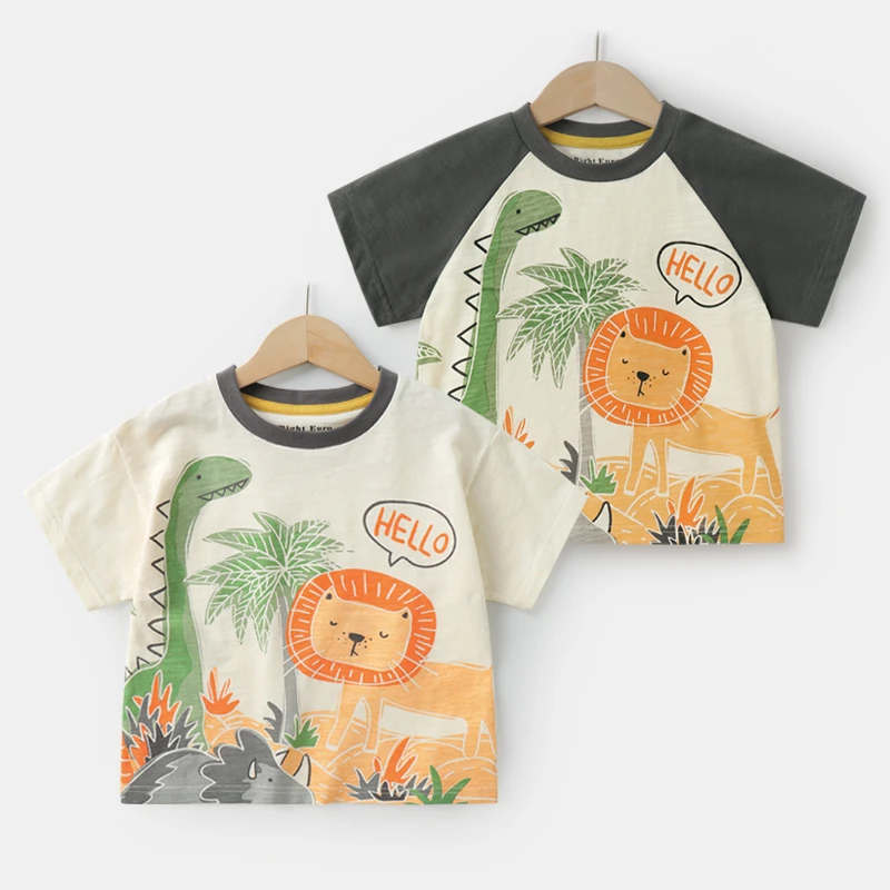 【纯棉】男童竹节棉短袖T恤夏装童装印花棉上衣半袖夏季洋气U14198