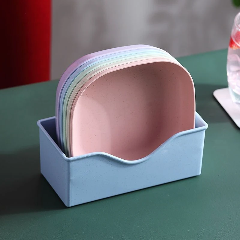 小麦塑料隔热垫盘碟收纳底座桌面吐骨碟收纳盒厨房用品收纳沥水架