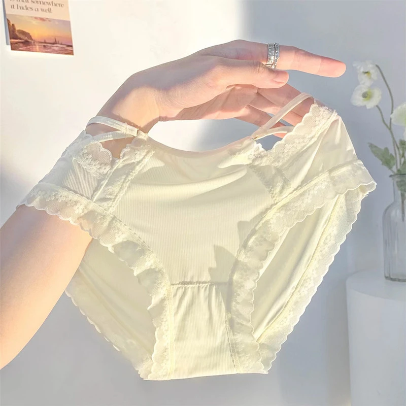 纯欲冰丝蕾丝性感女士内裤舒适透气少女薄款无痕夏季日系低腰甜美