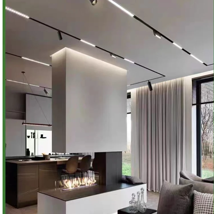 磁吸轨道灯设计组合套餐新款客厅无主灯照明嵌入式led线灯无边框