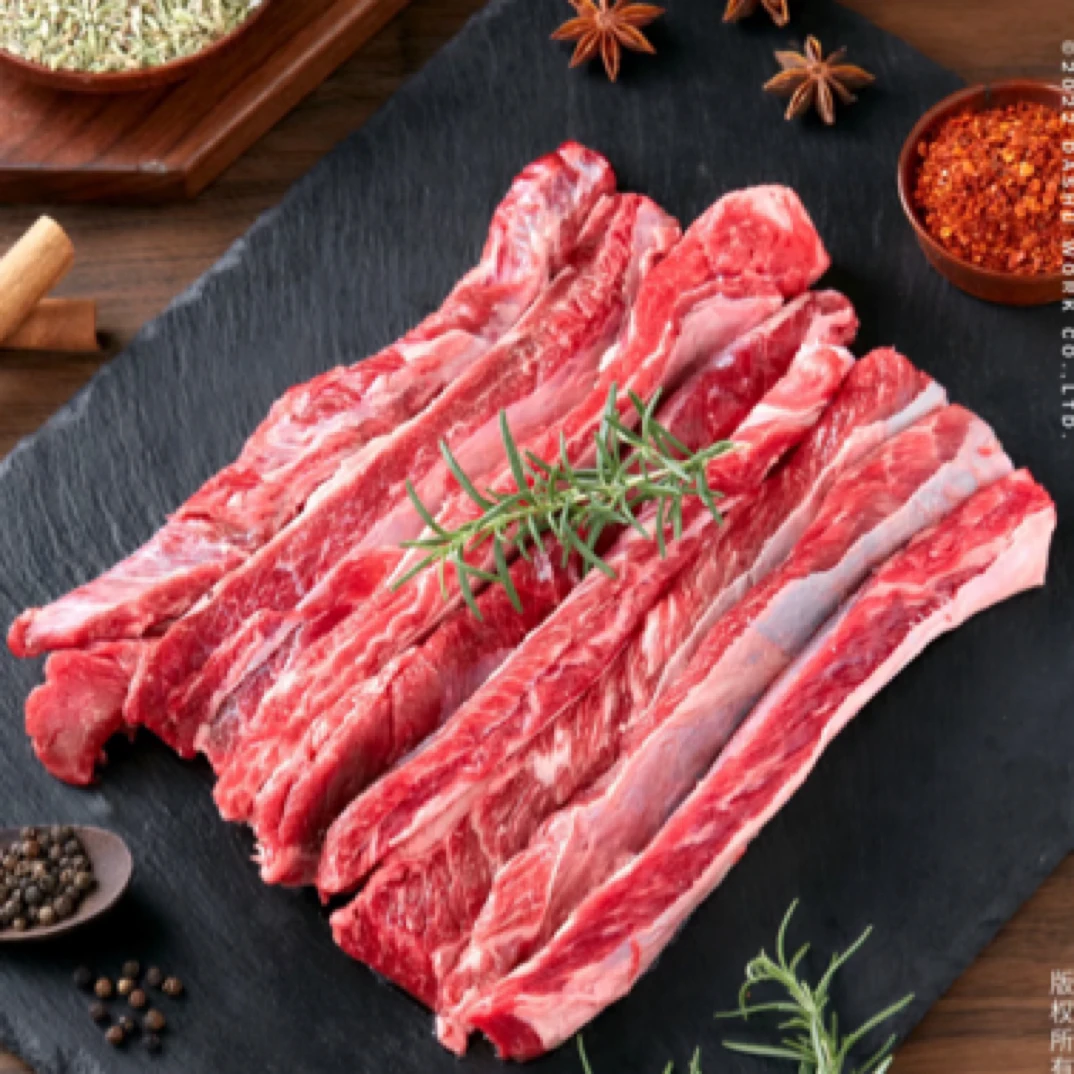 牧羊人原切牛肋条谷物饲养黄牛肉西门塔尔去骨牛肋条