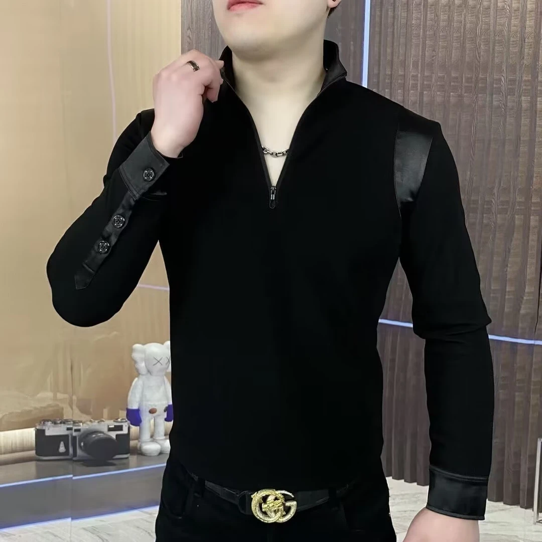 LUYEWEGER/路约威格长袖T恤新款同款半拉链卫衣打底衫轻奢服百搭