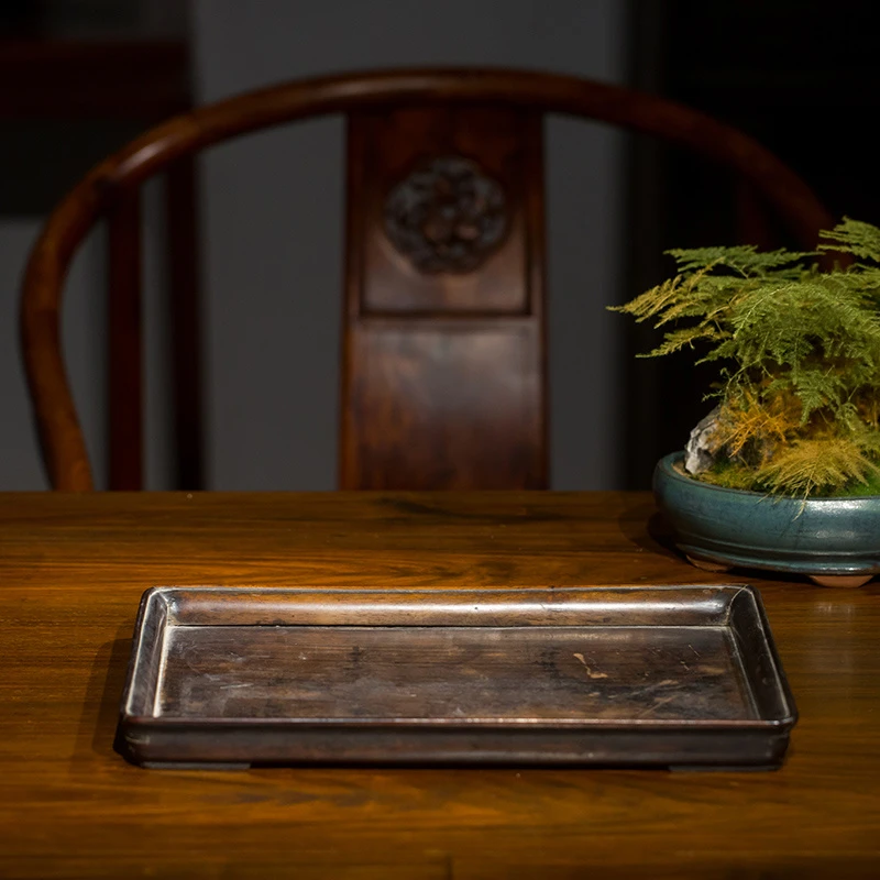 清代 红木素工文房盘古董收藏