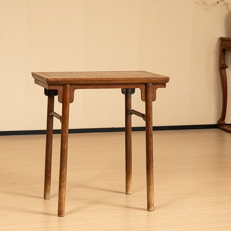 清代黄花梨镶瘿木面夹头榫刀牙板平头案明式家具海南黄花梨书桌