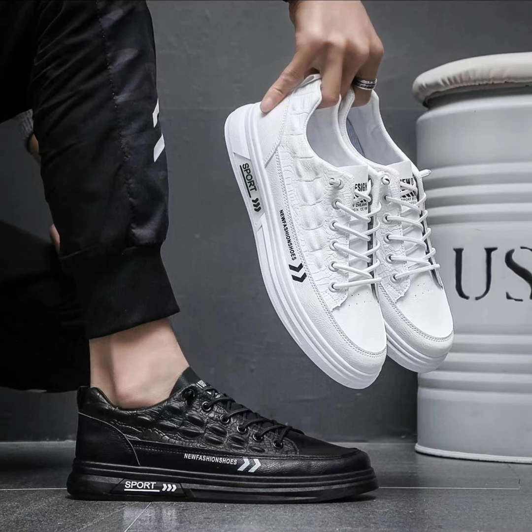 2023秋冬新款手工缝线时尚休闲小板鞋皮鞋男士休闲软底软面鞋A88