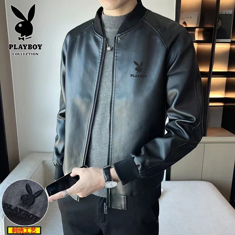 刺绣棒球领皮衣夹克男士外套秋季新款时尚百搭PY85-XX