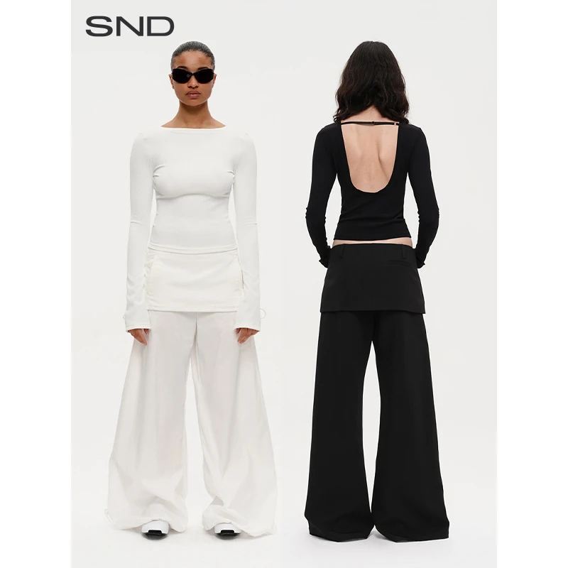 【RARELY ALIKE 设计师品牌】SND SS24 系带修身露背长袖上衣