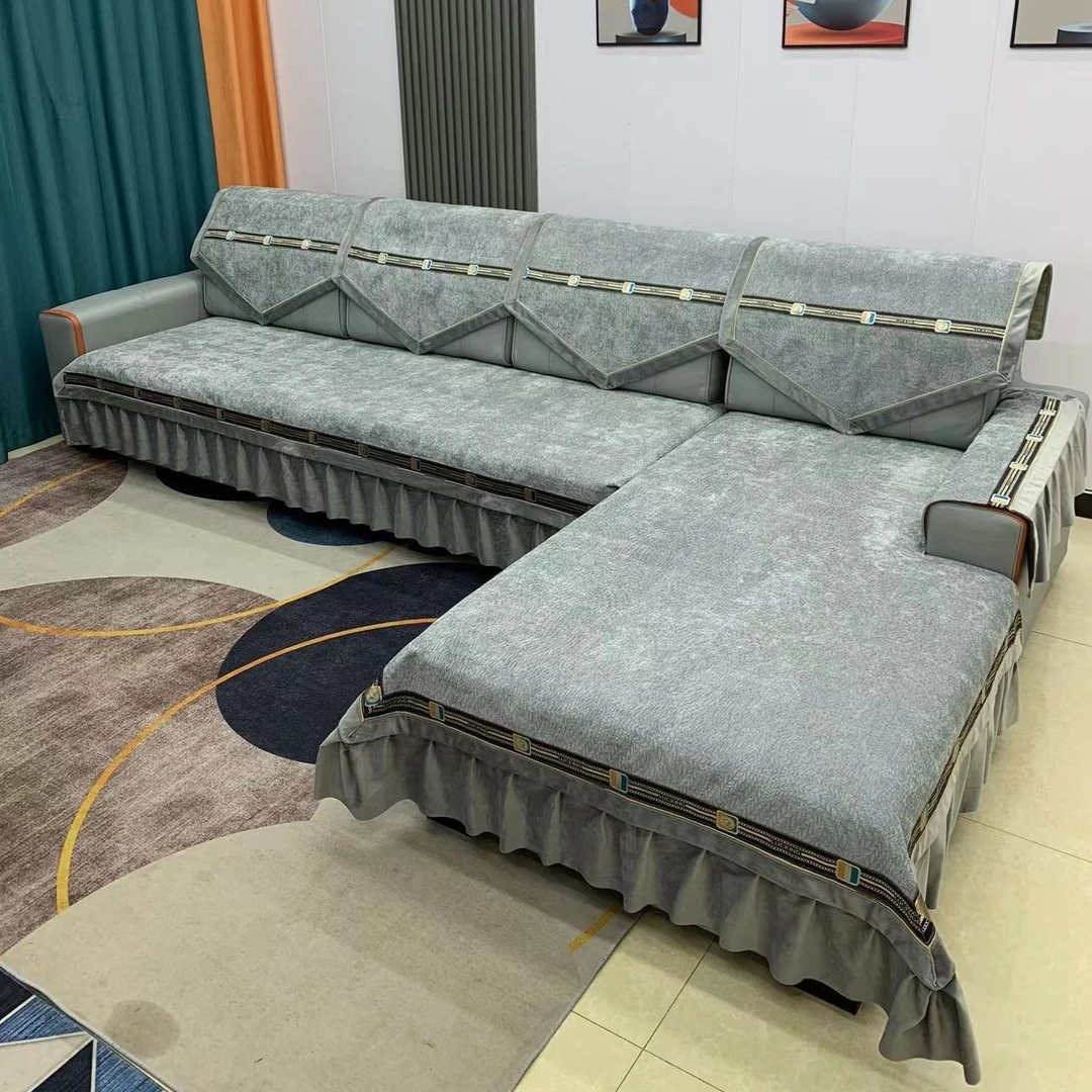 3 羊绒 提花雪尼尔四季款防滑沙发垫高档