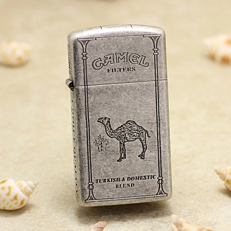 ZIPPO【直播】打火机DIY版雕刻古银纤巧骆驼1605-XQLT（原盒）