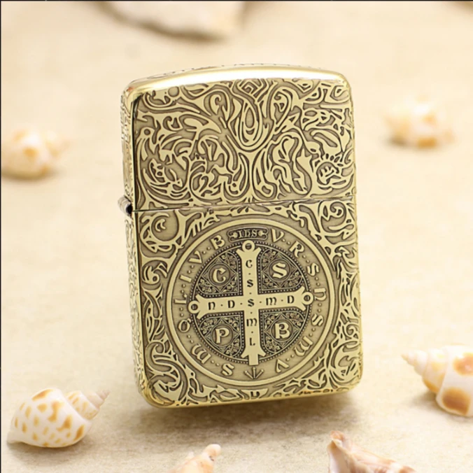 ZIPPO【直播】打火机DIY版1941B铜精雕康斯坦丁男士双面防风（原盒）
