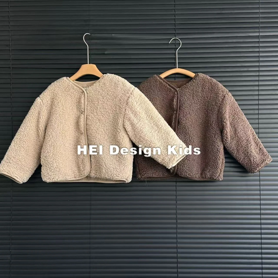 时尚百搭设计师款加棉加厚羊羔毛棉服外套冬季韩版中大童 597