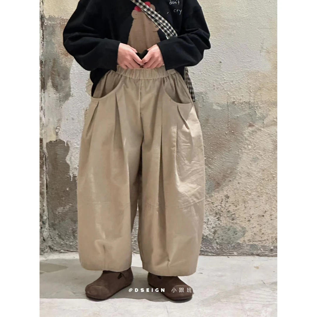【设计师品牌】秋季韩版新款中大童亲子日系纯色百搭廓形裤 6090