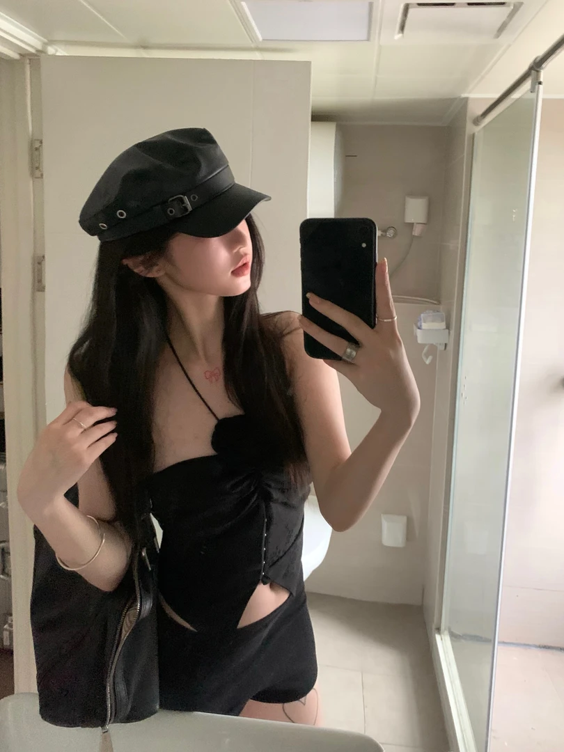 黑色新款高级感贝雷帽小众气质皮帽子女大头围显脸小八角帽鸭舌帽