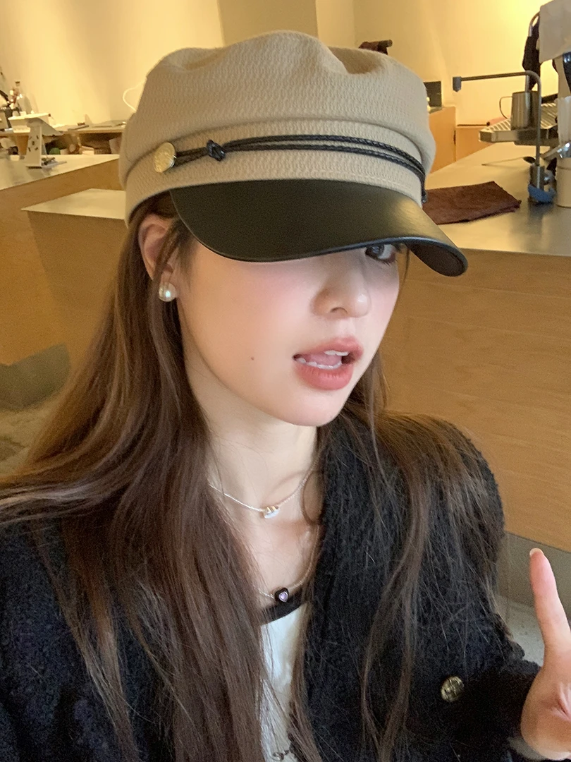 秋冬百搭气质英伦风学院风报童帽女韩版复古贝雷帽平顶八角海军帽
